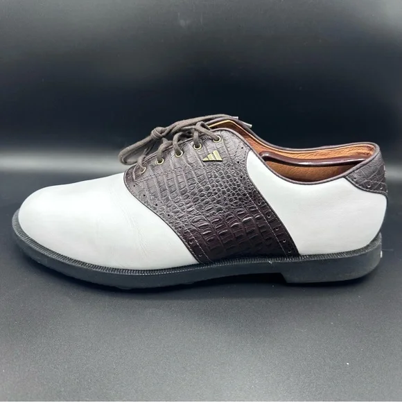 adidas | Shoes | Adidas Mens Golf Shoes White Brown 676742 Fit Foam 202 Low  Top Cleats Sz 2 Euc | Poshmark